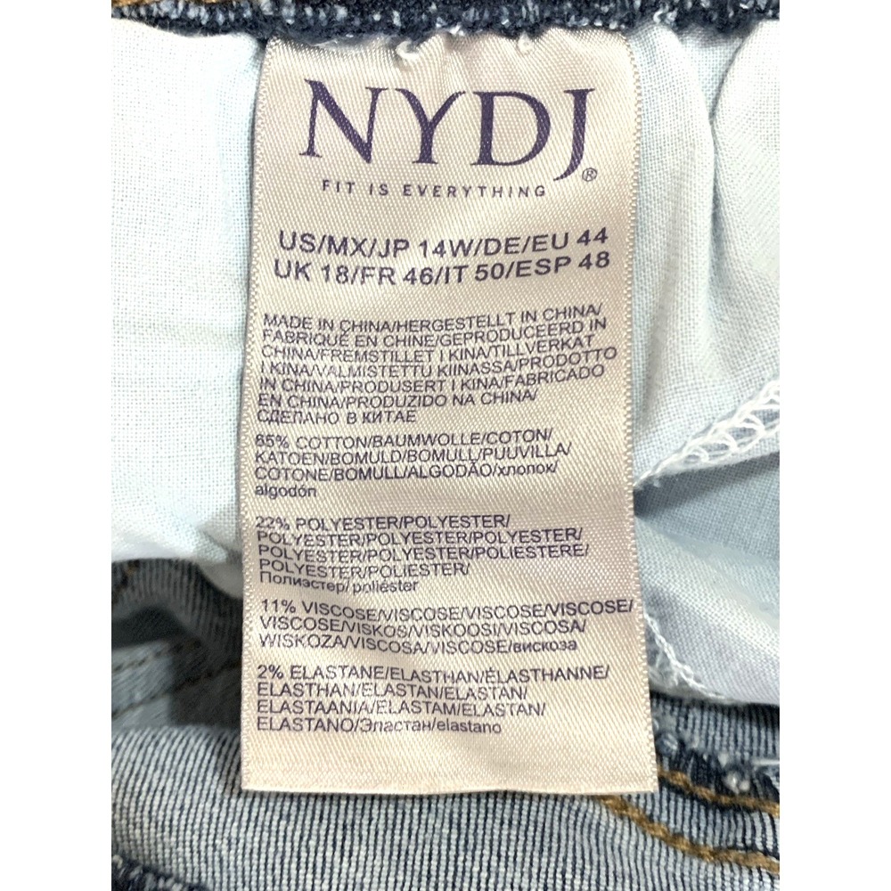 NYDJ Jeans Womens 14W Blue 37.5X32 Pull On Stretch Wide Leg High Rise Denim - Picture 9 of 9